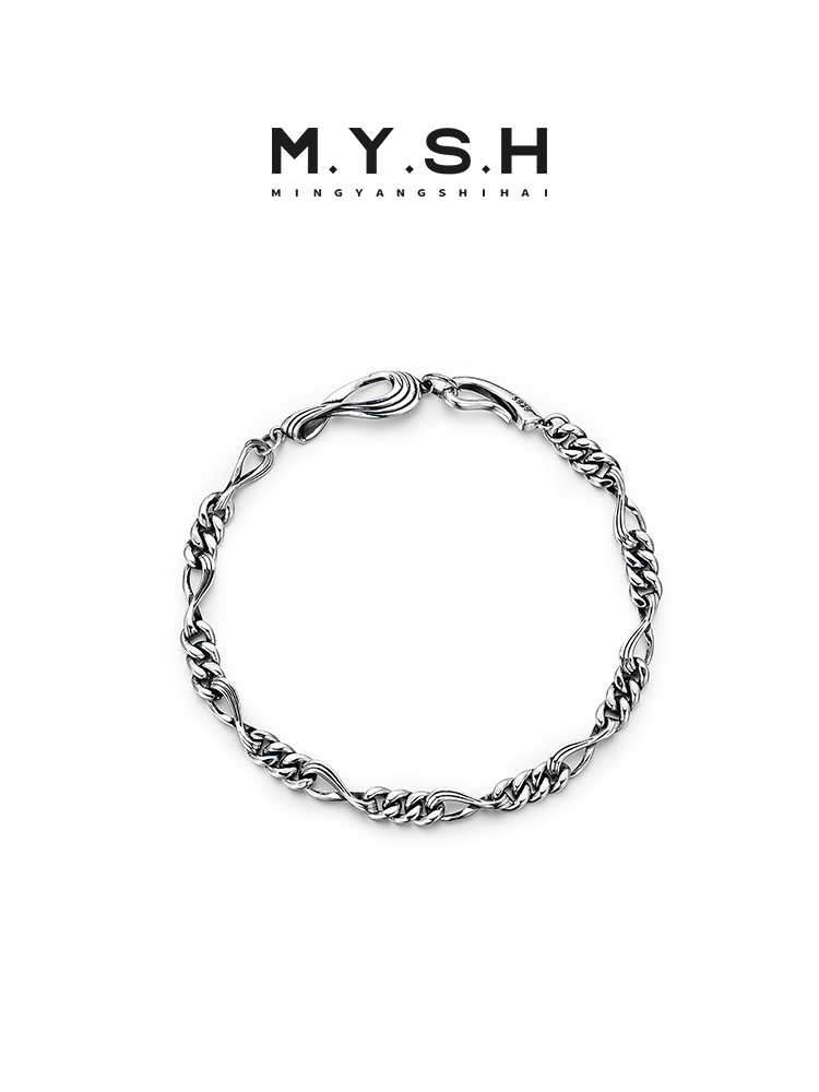 S925 Silver Möbius Figaro Cuban Link Bracelet