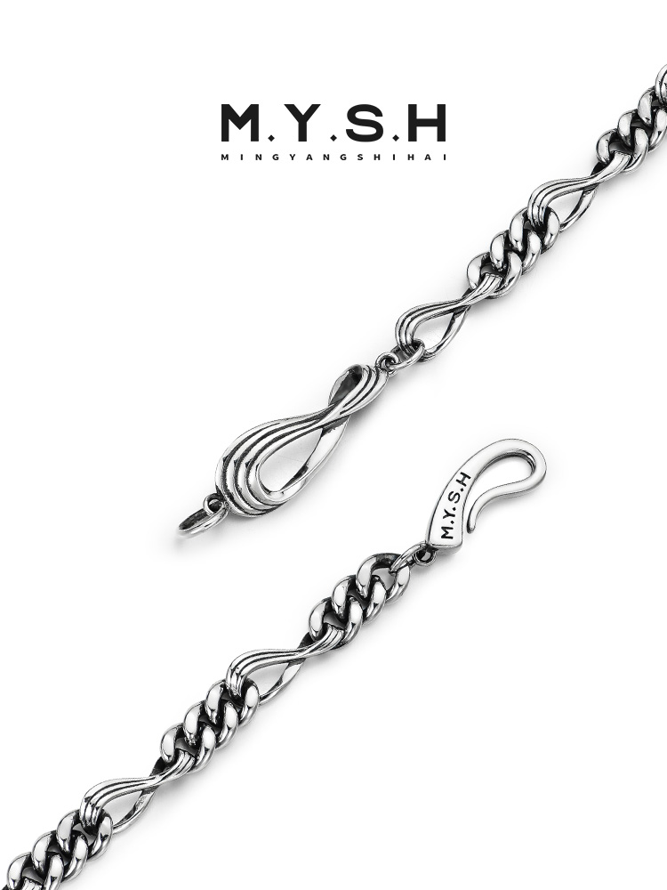 S925 Silver Möbius Figaro Cuban Link Bracelet