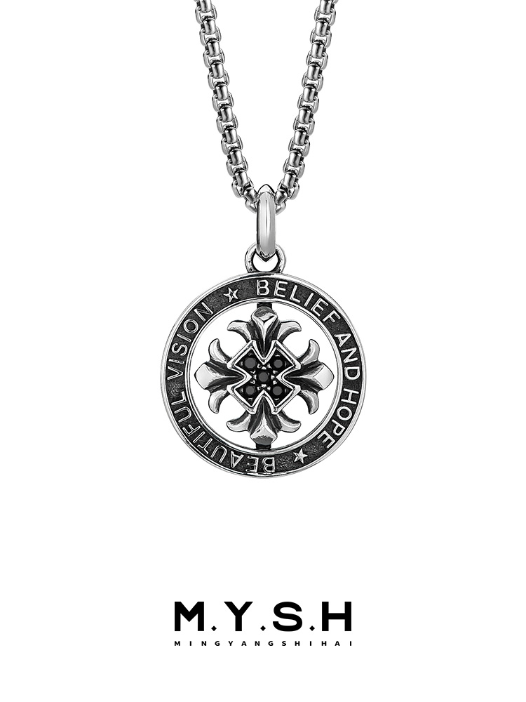 S925 Silver Rotating Belief & Hope Spinner Pendant Necklace-MYSH