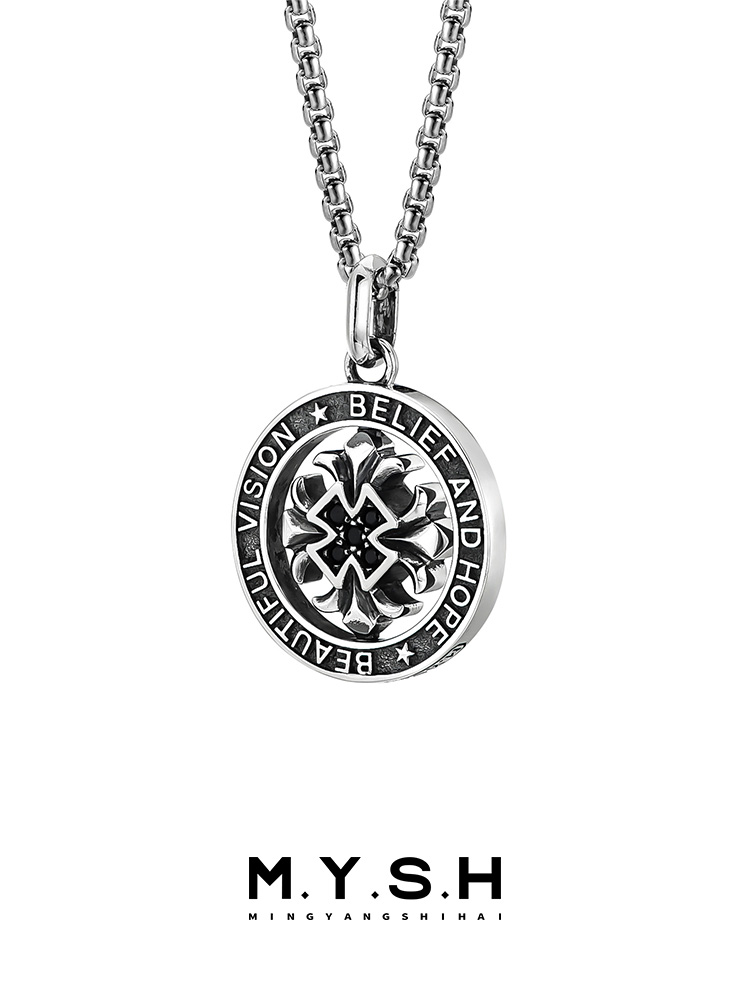 S925 Silver Rotating Belief & Hope Spinner Pendant Necklace-MYSH