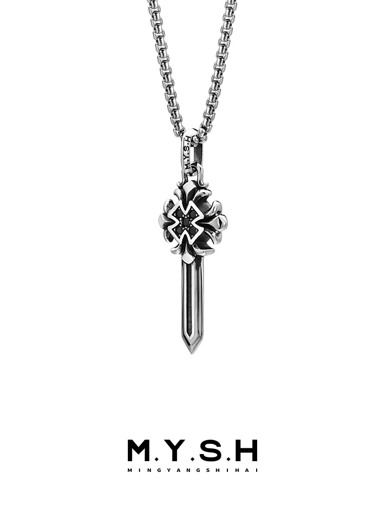 S925 Sterling Silver Sword Cross Pendant