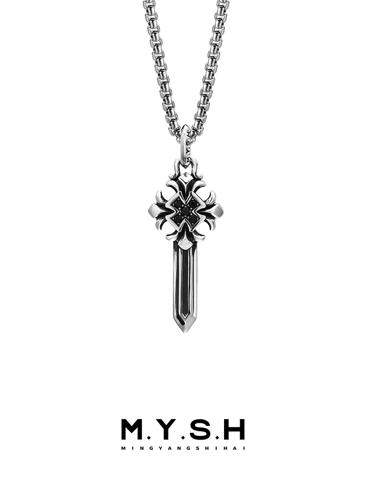 S925 Sterling Silver Sword Cross Pendant