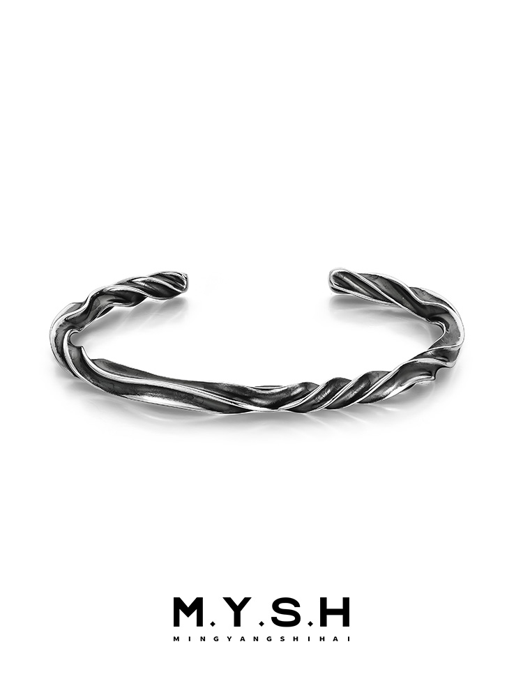 Men’s Mobius Twist 925 Sterling Silver Cuff Bracelet