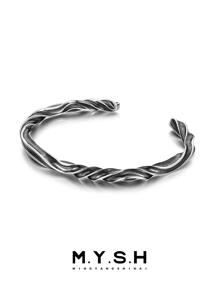 Men’s Mobius Twist 925 Sterling Silver Cuff Bracelet