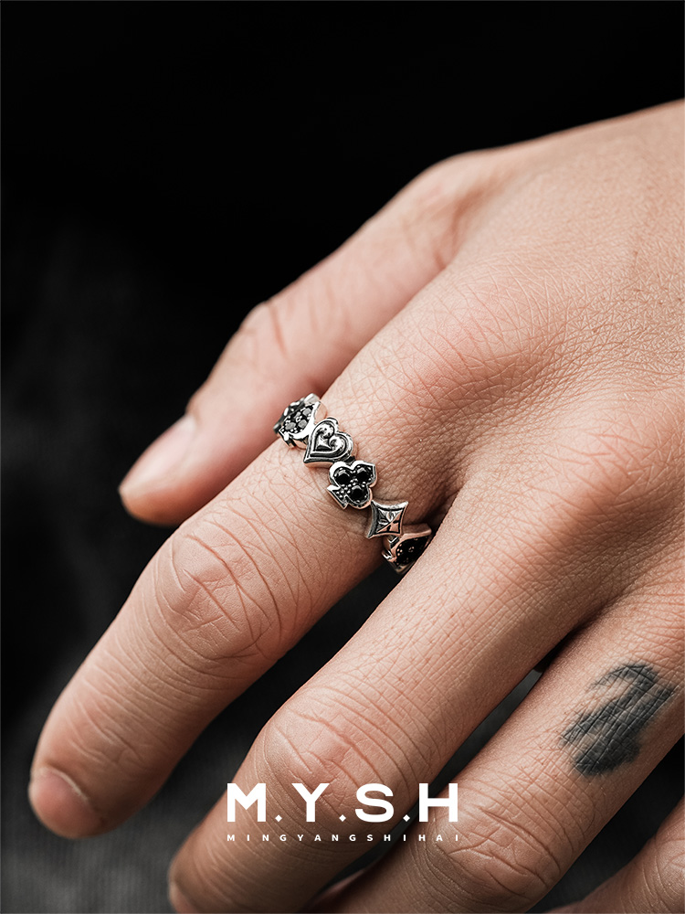 S925 Silver Lucky Poker Ring