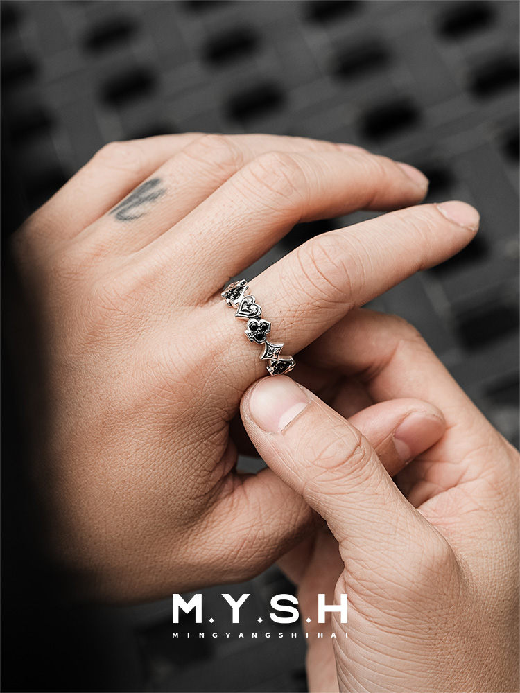 S925 Silver Lucky Poker Ring