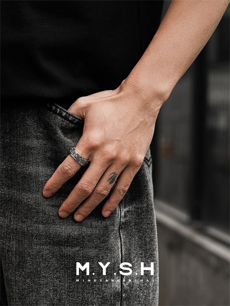 S925 Silver Fleur-de-Lis Cross Wide Ring