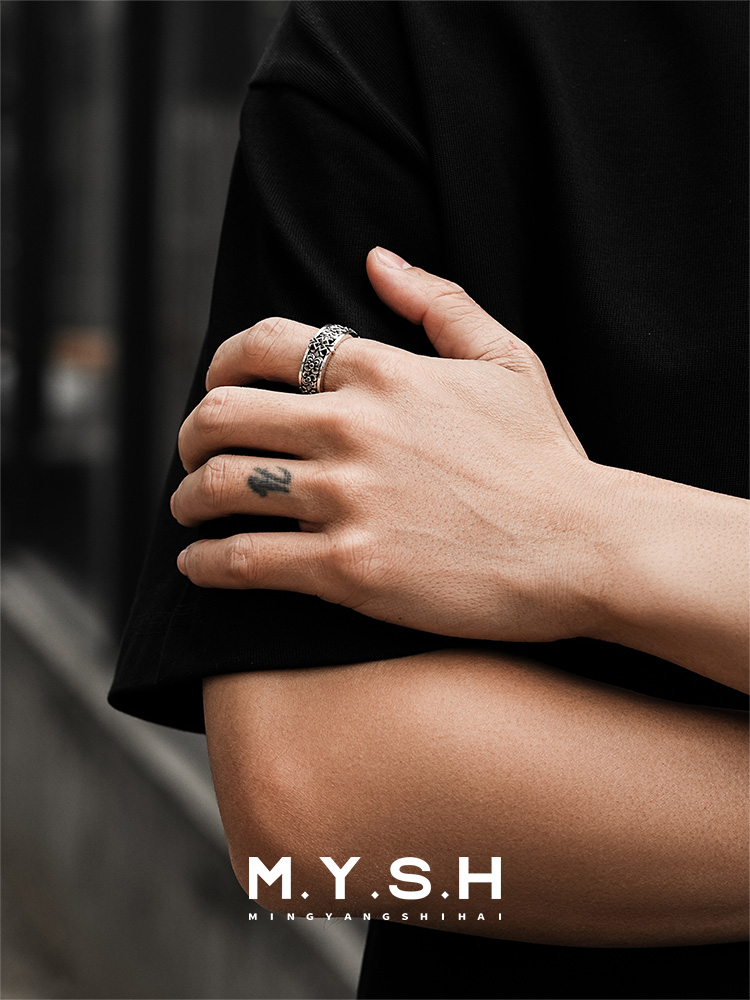 S925 Silver Fleur-de-Lis Cross Wide Ring