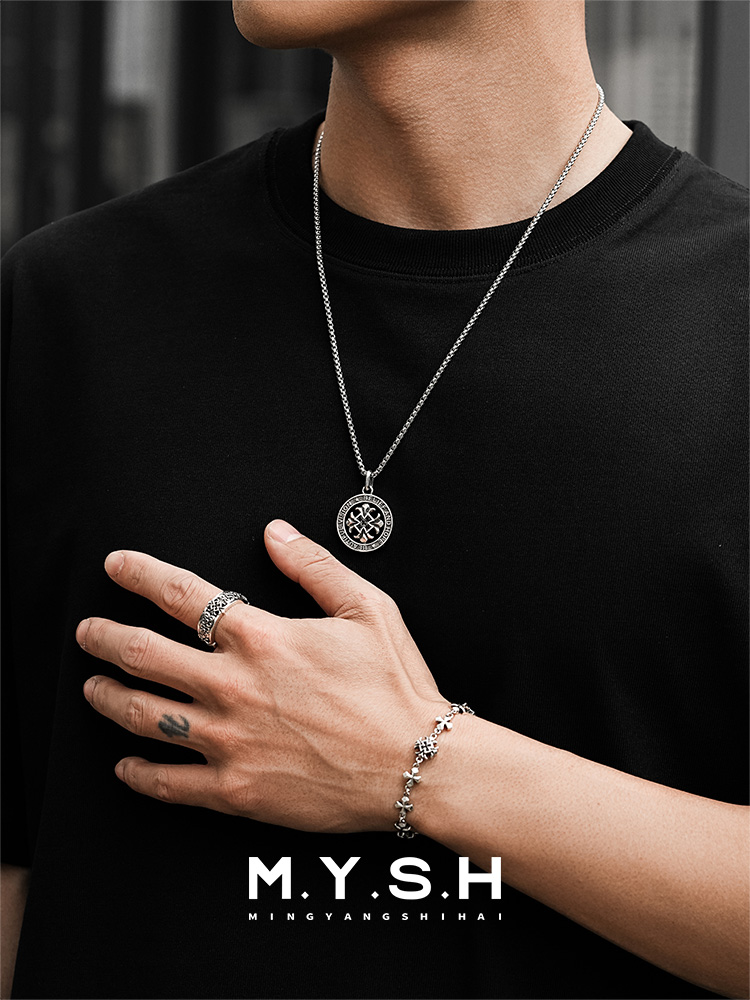 S925 Silver Rotating Belief & Hope Spinner Pendant Necklace-MYSH