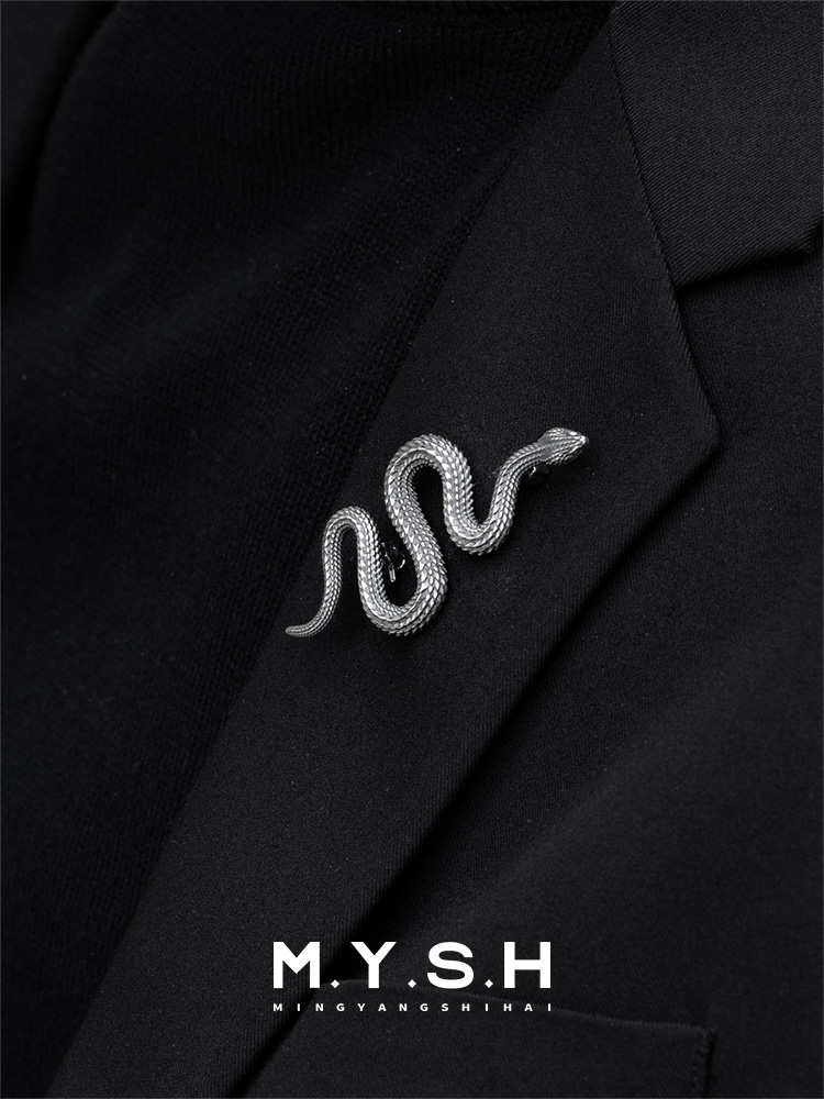 S925 Silver Vintage Coiled Serpent Lapel Pin