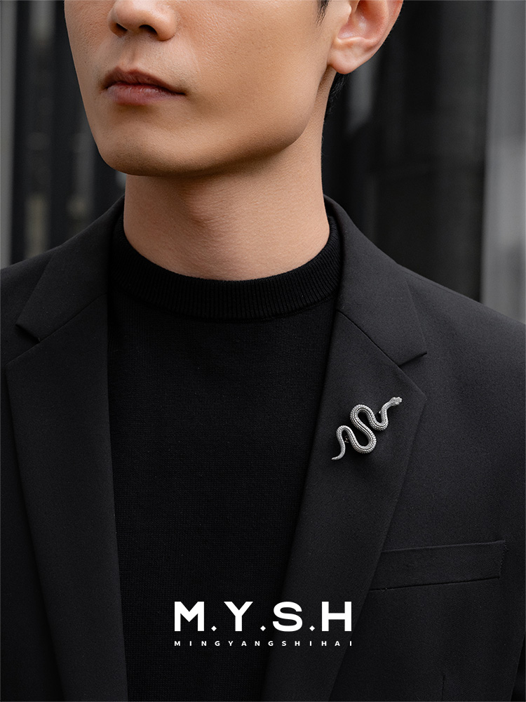 S925 Silver Vintage Coiled Serpent Lapel Pin