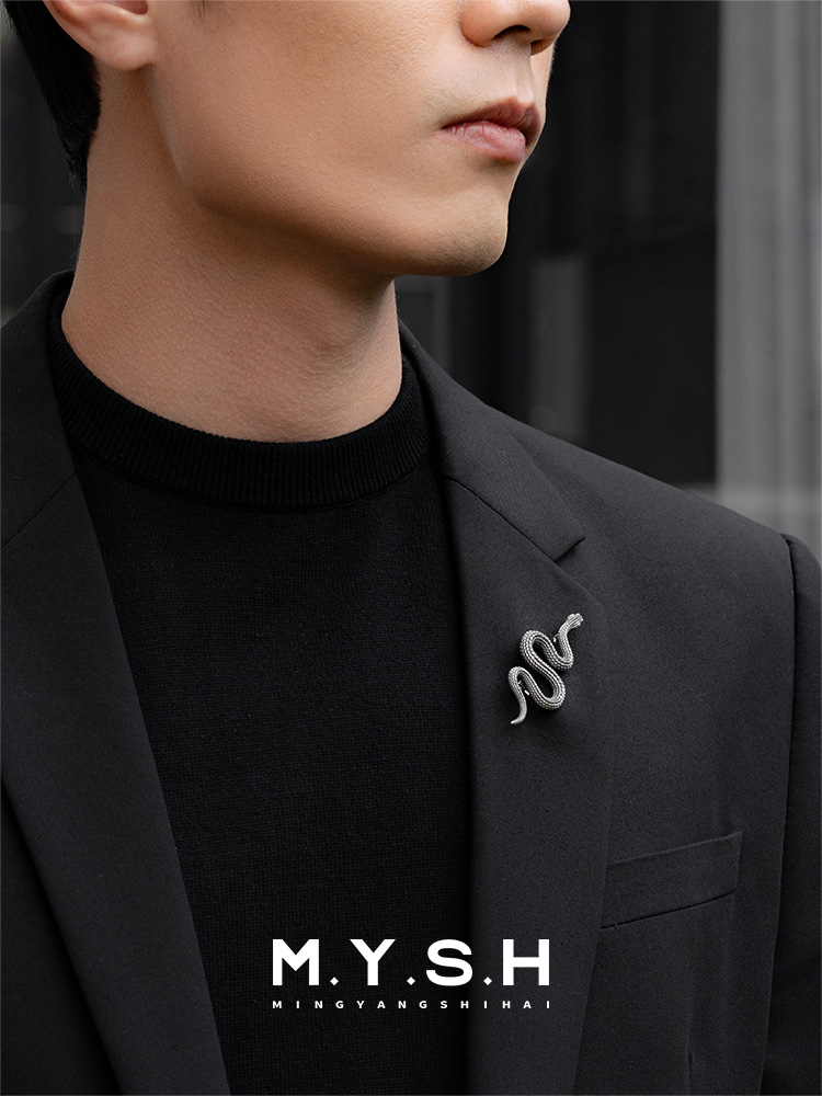 S925 Silver Vintage Coiled Serpent Lapel Pin