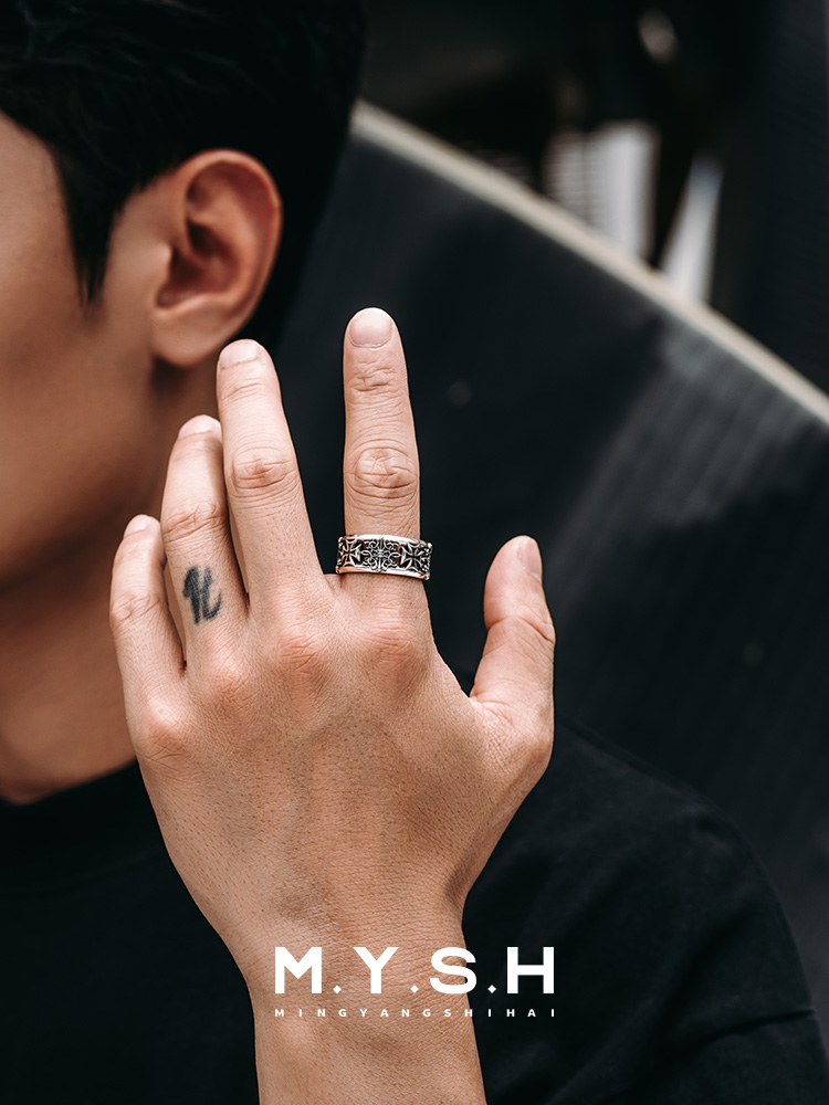S925 silver Gothic Cross Silver Ring-Fixed-MYSH