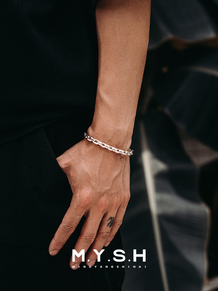 Rugged Square Link 925 Silver Bracelet – 2.0