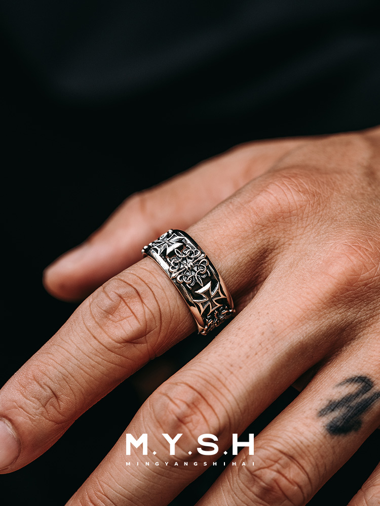 S925 silver Gothic Cross Silver Ring-Fixed – MYSH