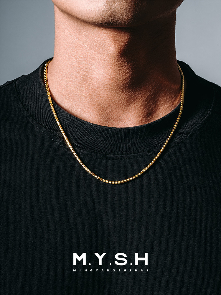 S925 Silver Box Chain Necklace for Men