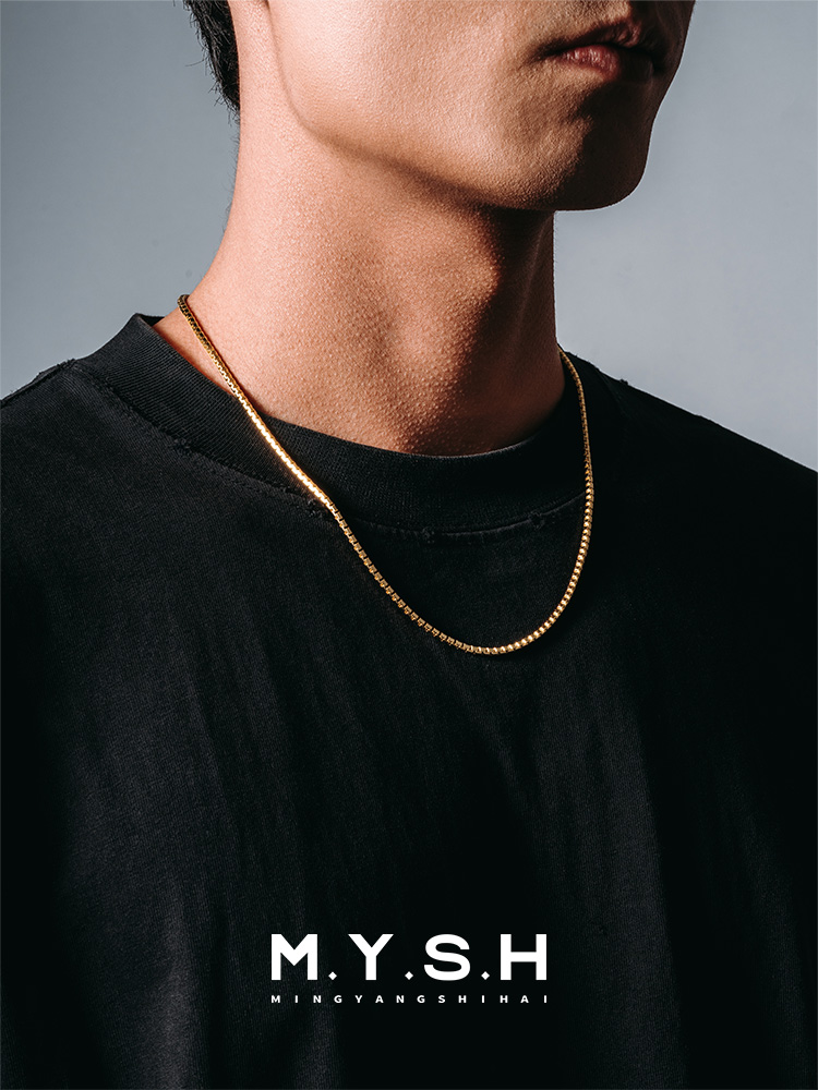 S925 Silver Box Chain Necklace for Men