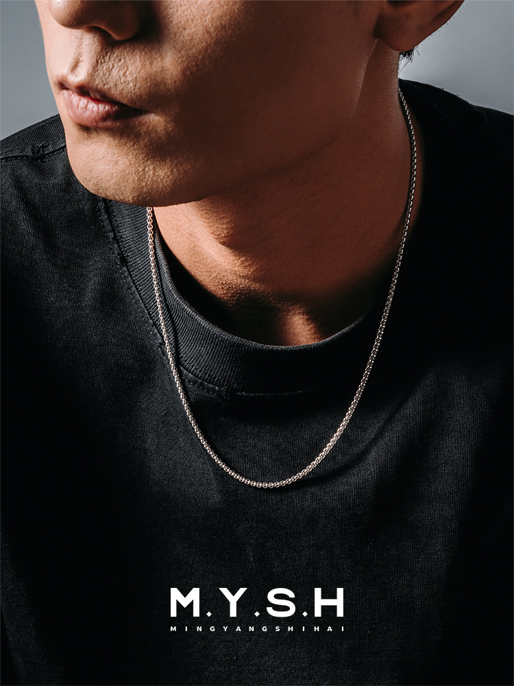 S925 Silver Vintage Square Box Chain Necklace