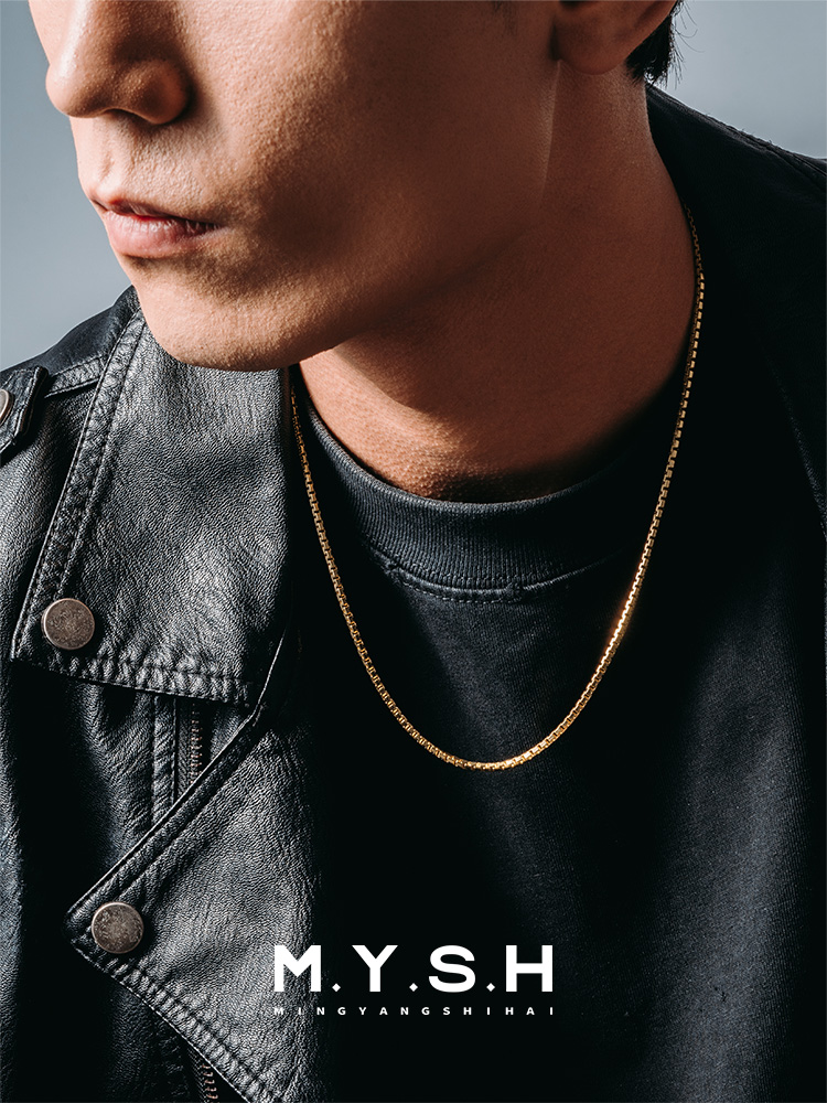 S925 Silver Box Chain Necklace for Men