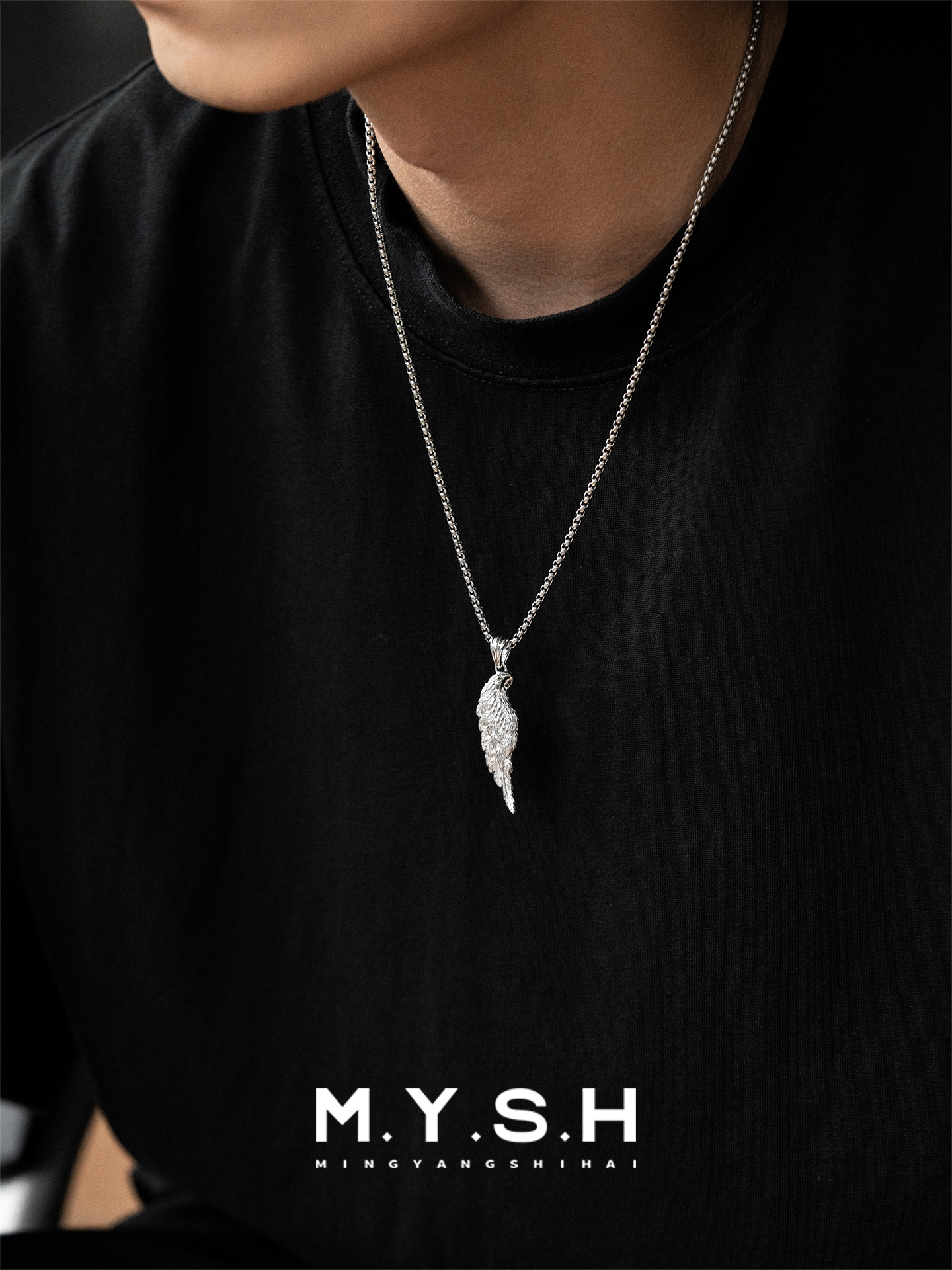 S925 Silver 3D Angel Wing Pendant Necklace