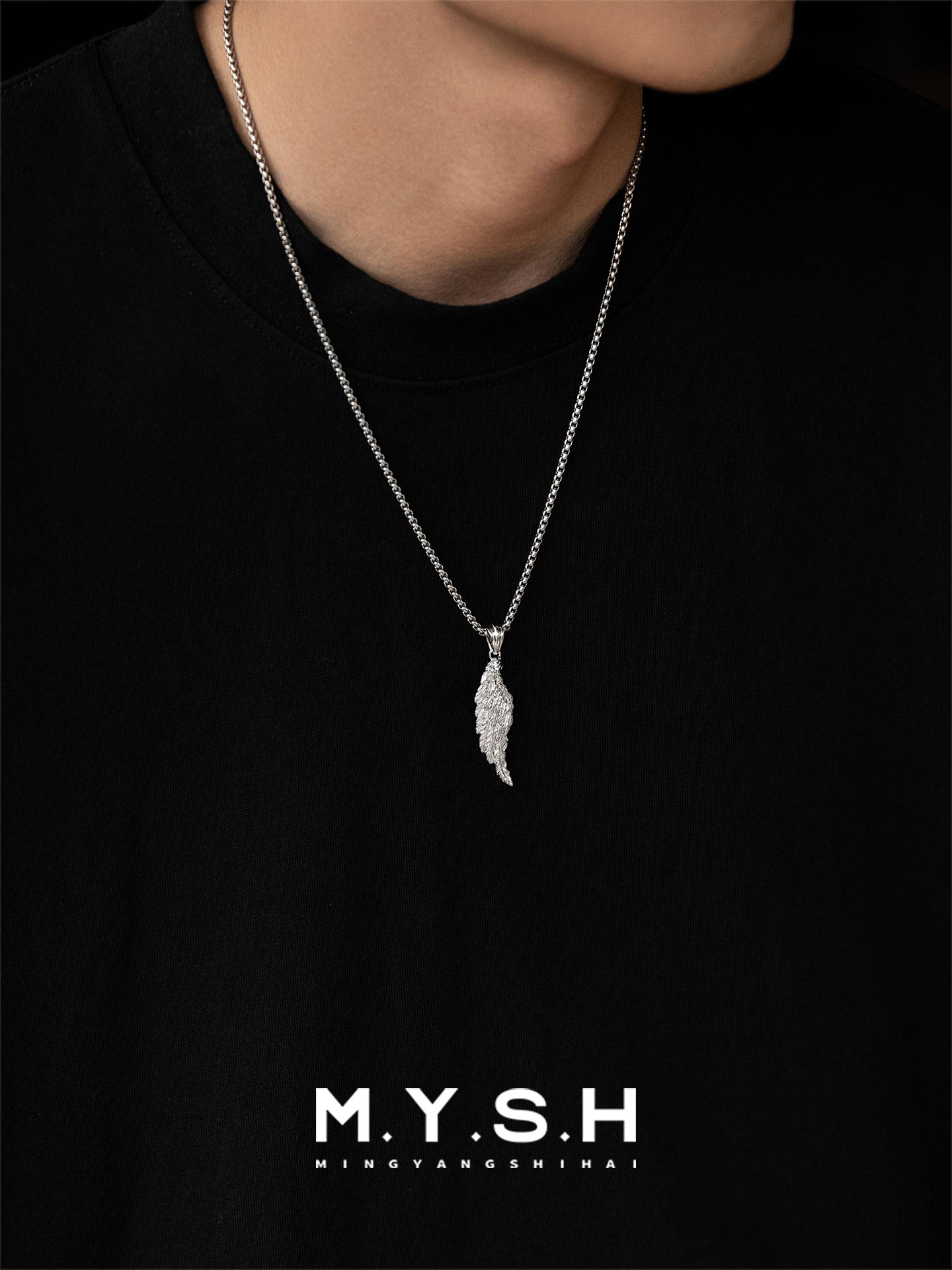 S925 Silver 3D Angel Wing Pendant Necklace