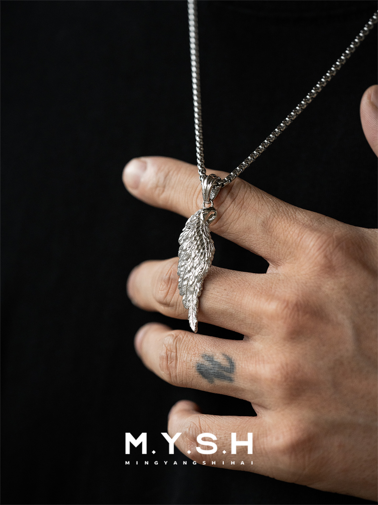 S925 Silver 3D Angel Wing Pendant Necklace