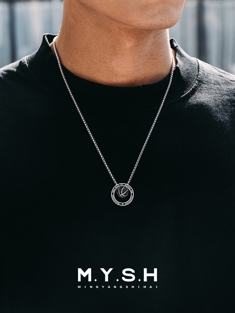 S925 Silver Full Pave Black Crystal Basketball Pendant Necklace