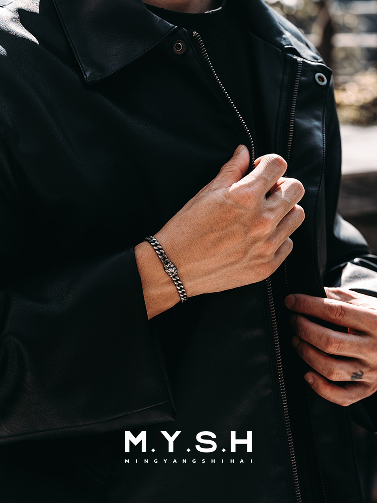 S925 Silver 3D Wood Grain Cuban Link Bracelet