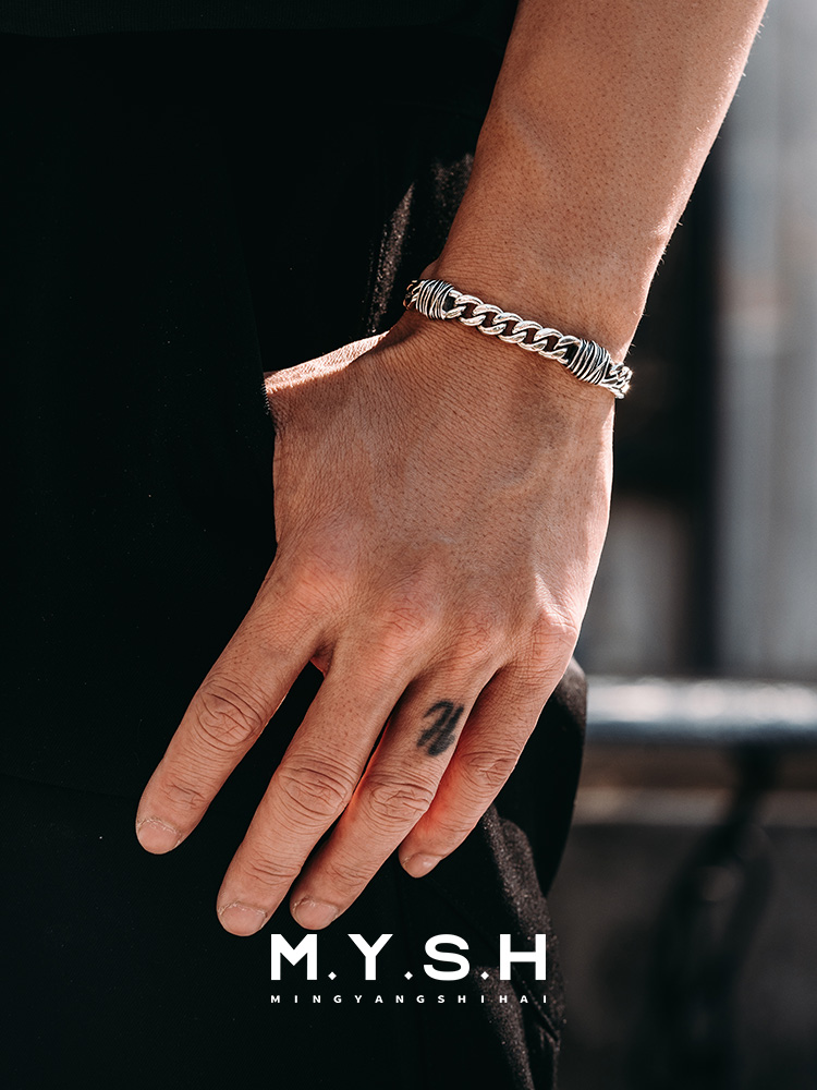 S925 Silver 3D Thorn Cuban Link Bracelet