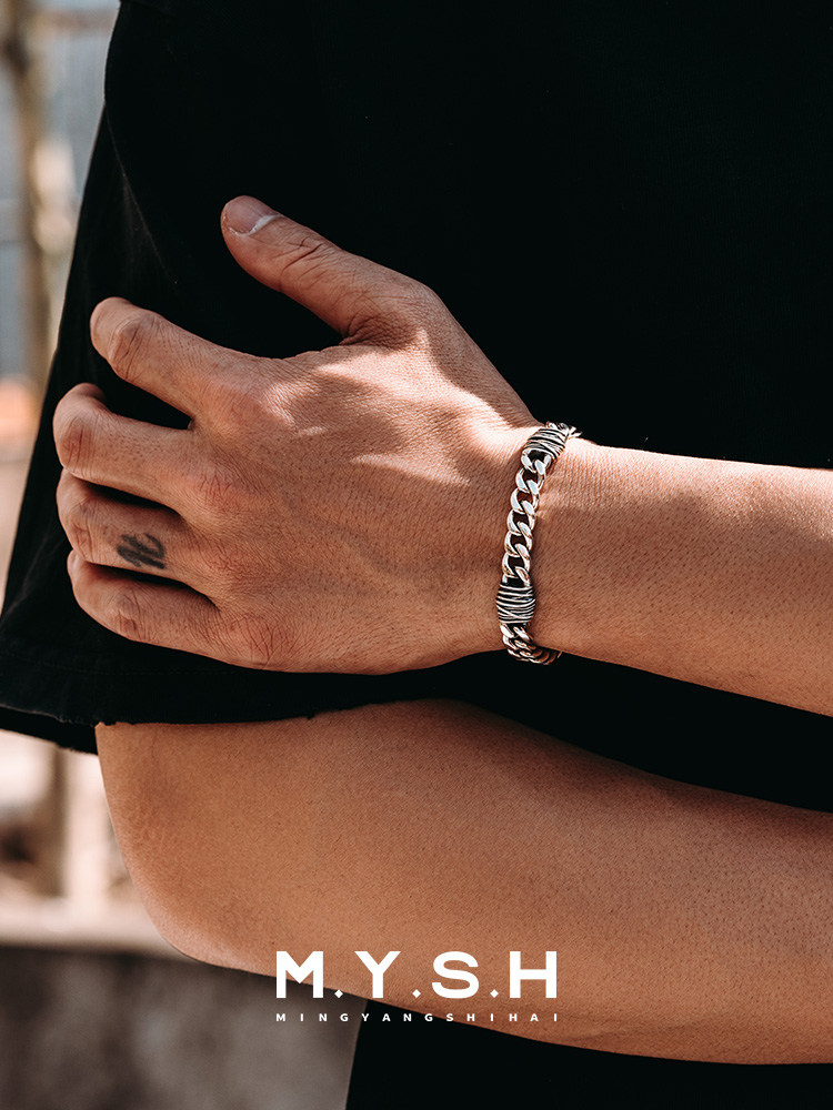 S925 Silver 3D Thorn Cuban Link Bracelet