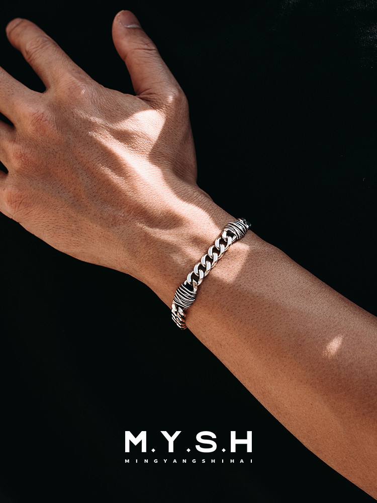 S925 Silver 3D Thorn Cuban Link Bracelet