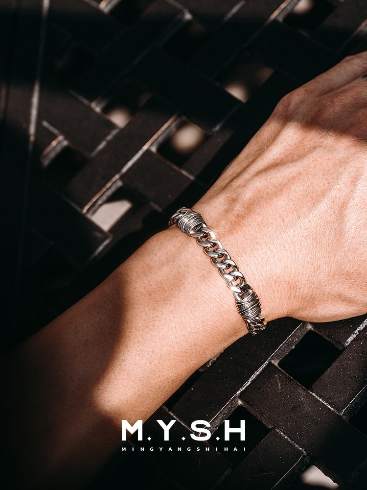 S925 Silver 3D Thorn Cuban Link Bracelet