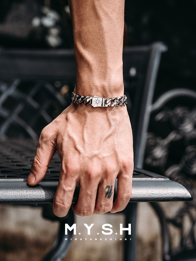 S925 Silver Sun Cuban Link Bracelet