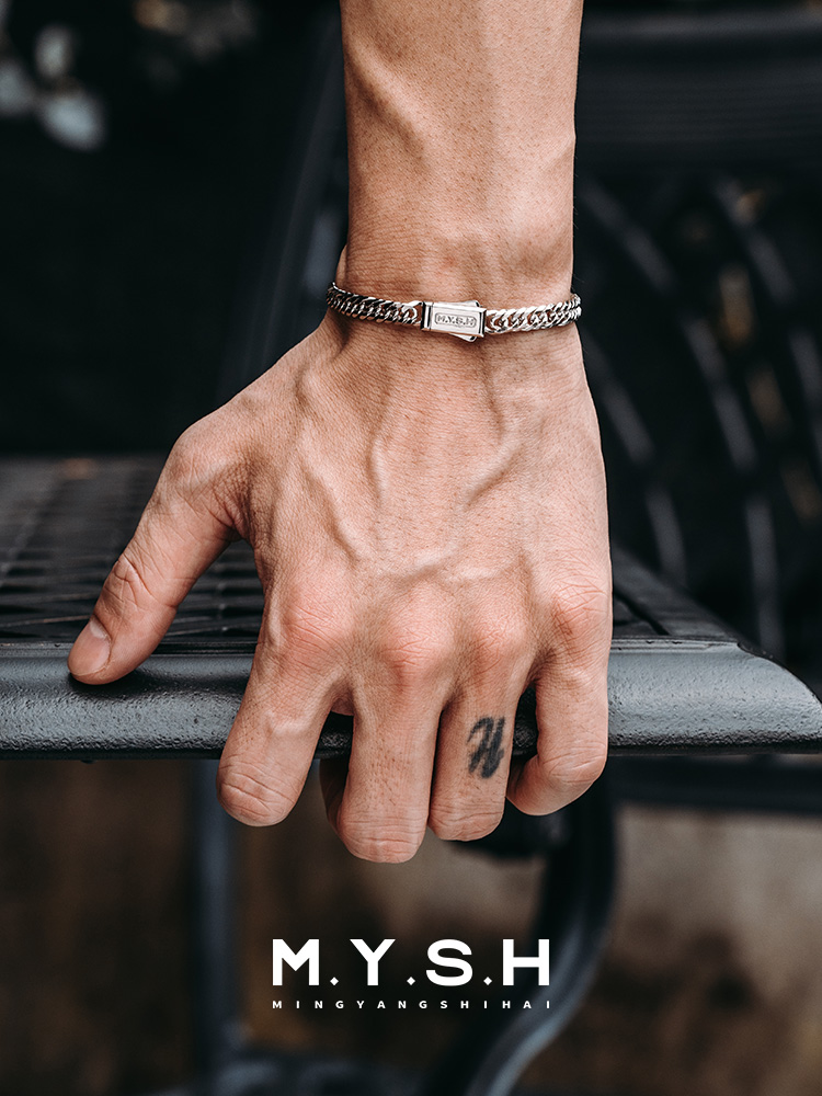 S925 Silver Small Square Cuban Link Bracelet