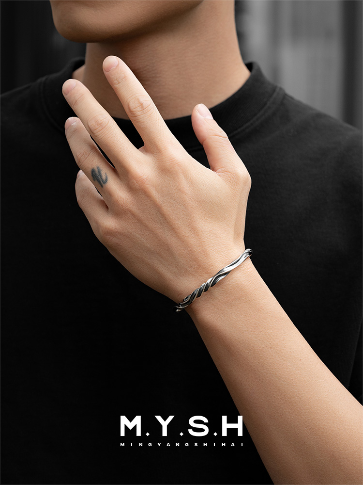 Men’s Mobius Twist 925 Sterling Silver Cuff Bracelet