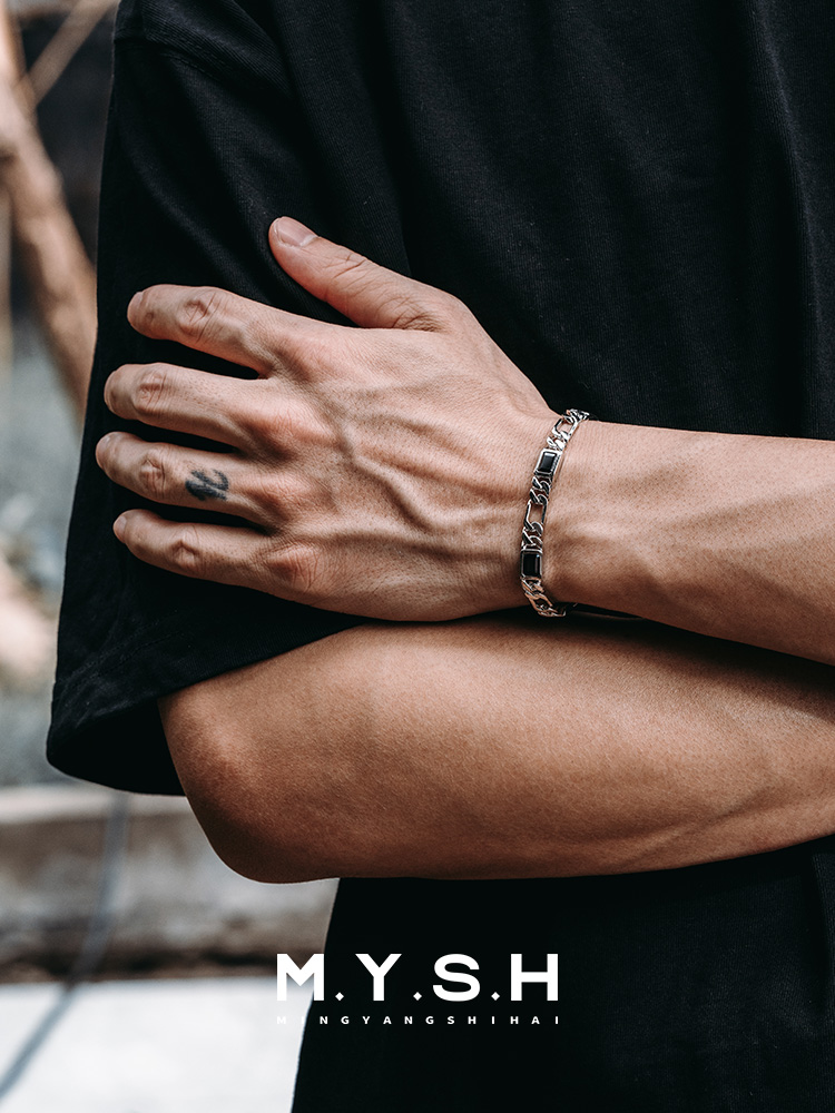 S925 Silver Black Zirconia Cuban Link Bracelet