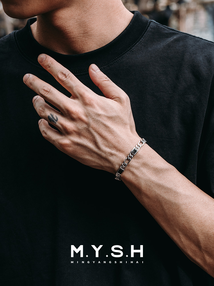 S925 Silver Black Zirconia Cuban Link Bracelet