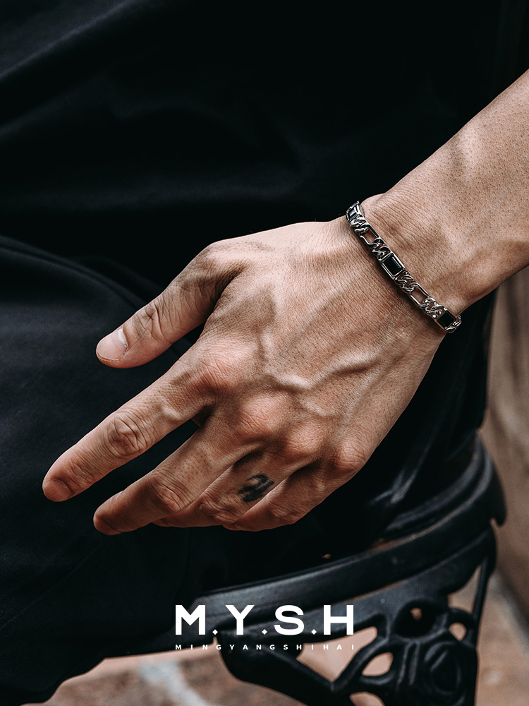 S925 Silver Black Zirconia Cuban Link Bracelet