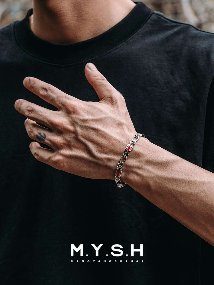 S925 Silver Black Zirconia Cuban Link Bracelet