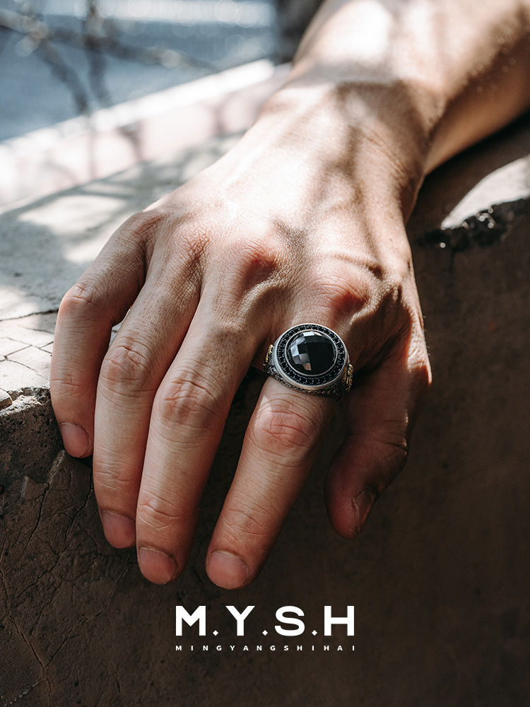 S925 Silver Black Onyx Pi Xiu Statement Ring