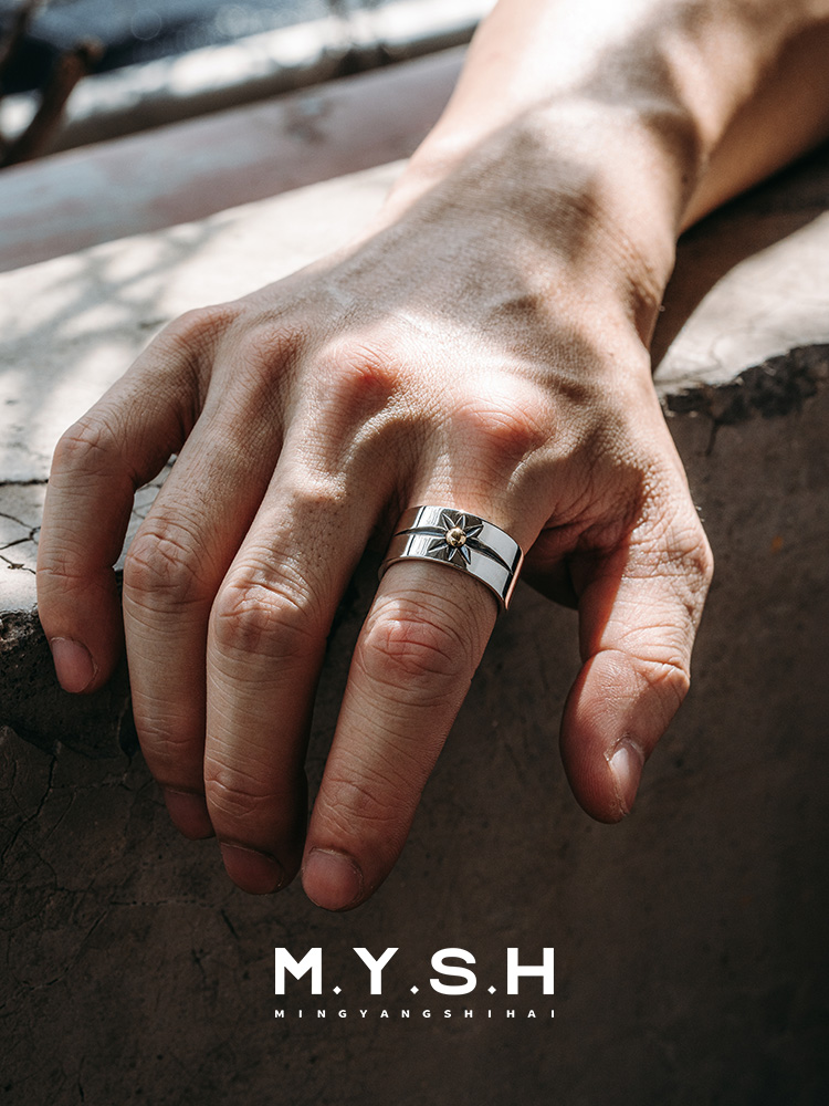 S925 Silver Starburst Accent Band Ring