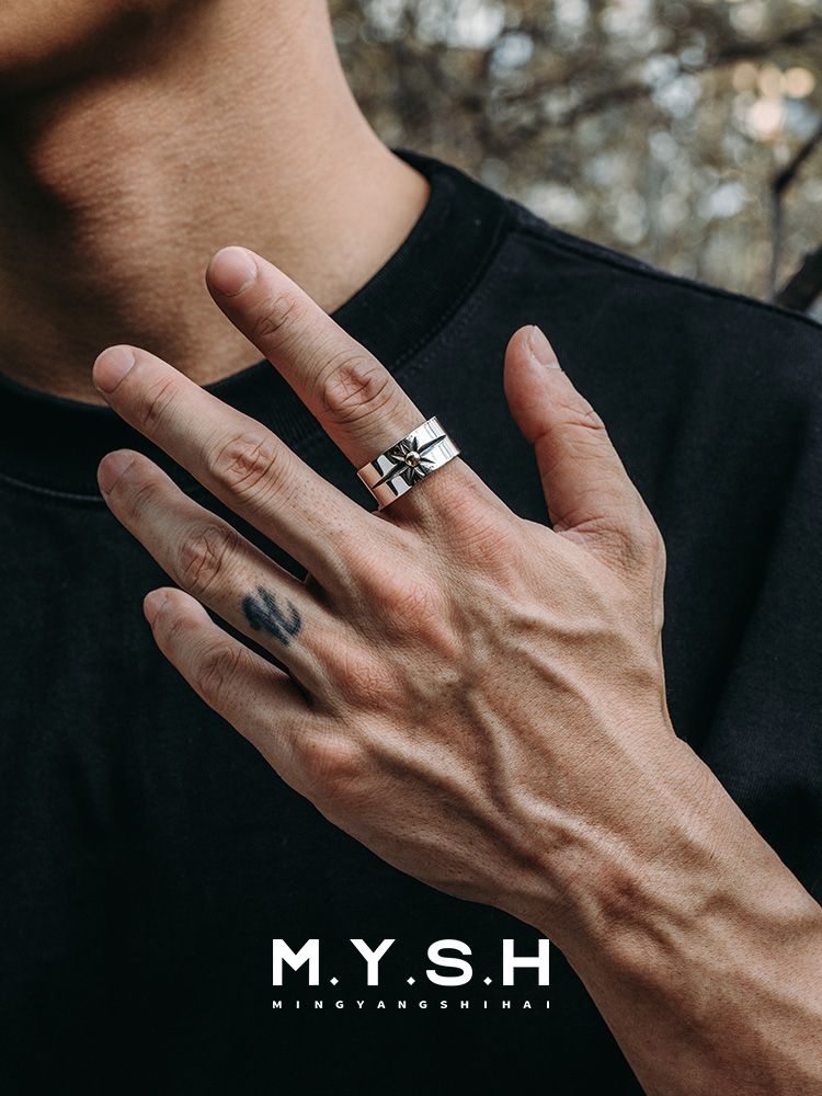 S925 Silver Starburst Accent Band Ring