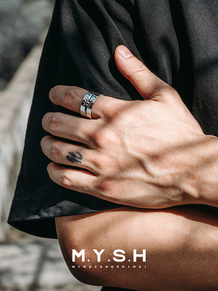 S925 Silver Starburst Accent Band Ring