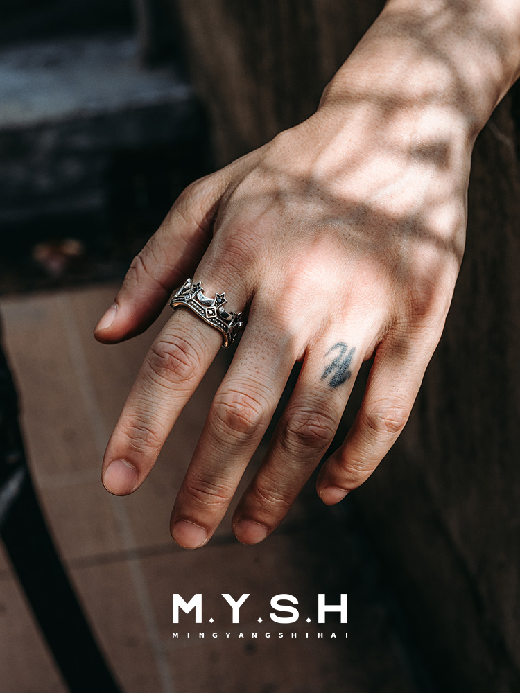 S925 Silver 3D Crown Ring for Men