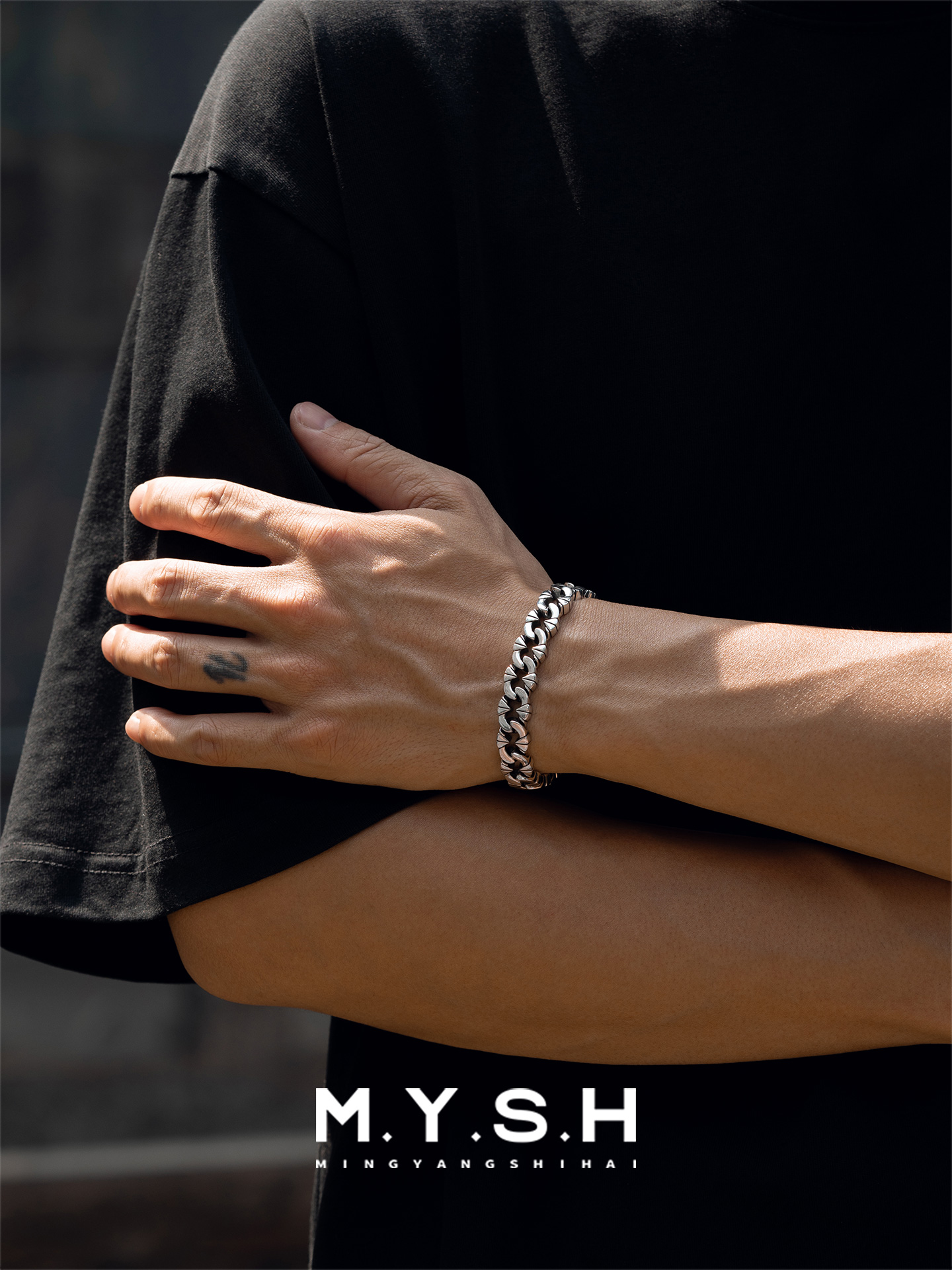 S925 Silver Irregular Vintage Thick Link Bracelet