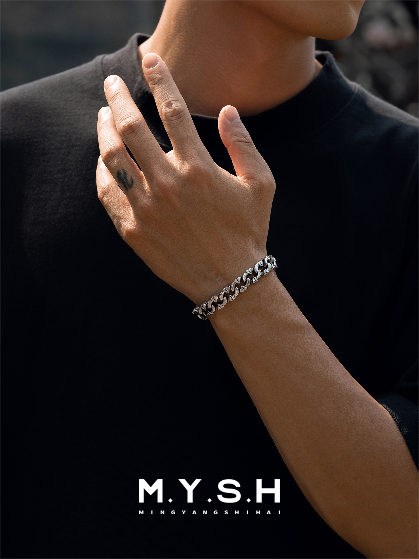 S925 Silver Irregular Vintage Thick Link Bracelet