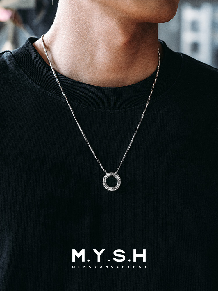 S925 Silver Möbius Ring Pendant Necklace for Men