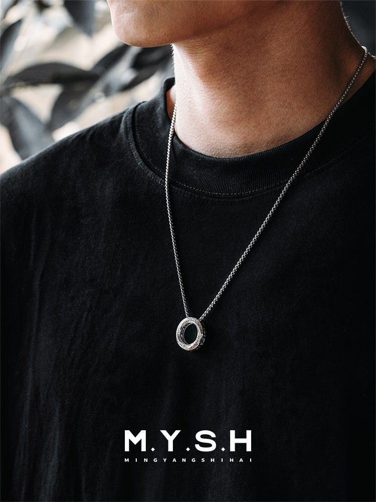 S925 Silver Möbius Ring Pendant Necklace for Men