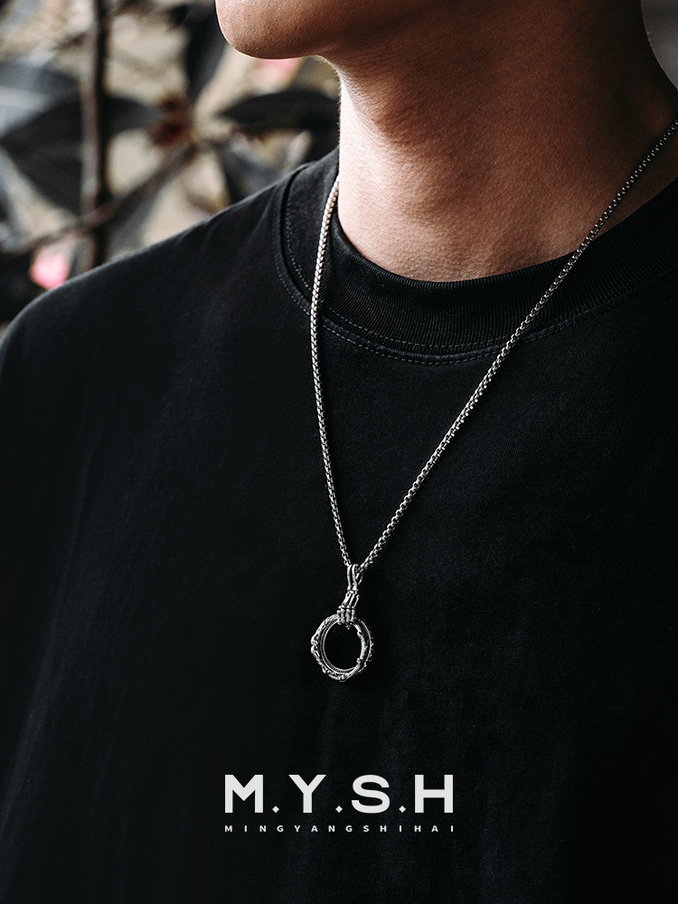 S925 Silver Skeleton Hand Ring of Hope Pendant Necklace