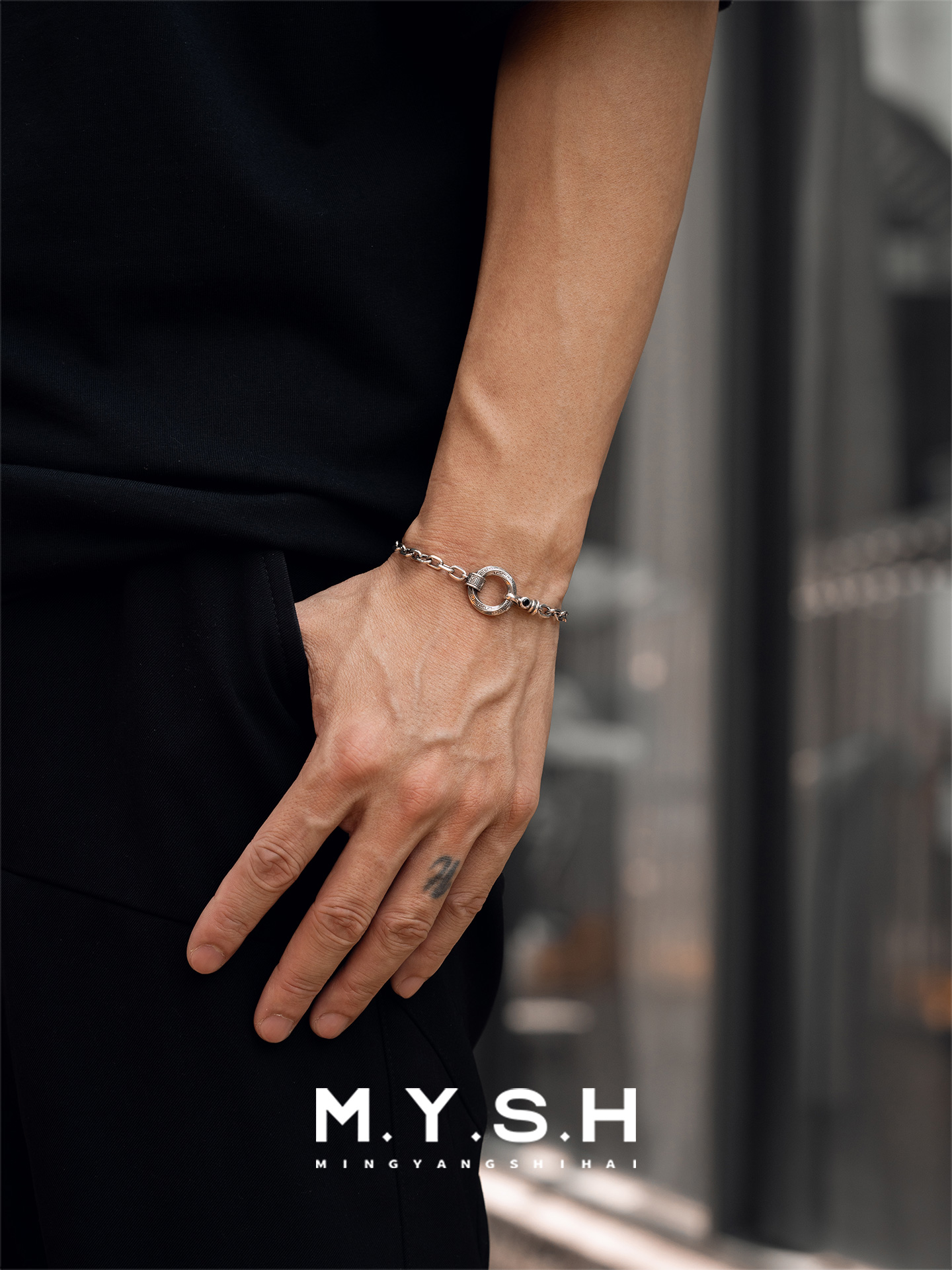 Mobius Greek Key 925 Sterling Silver Bracelet for Men